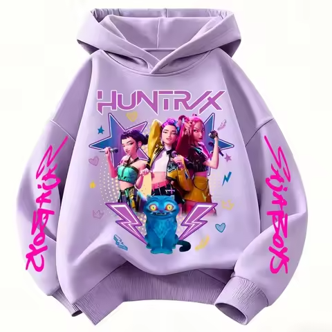 Oversized Graphic Hoodie for Girls - Huntrax Character Print Pullover Sweatshirt