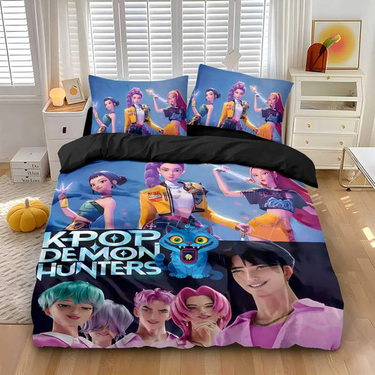 HUNTRX Bedding Set — Demon Hunter Duvet Cover | K-Pop Kids Bedding
